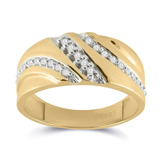 10k Yellow Gold Round Diamond Band Ring 1/4 Cttw