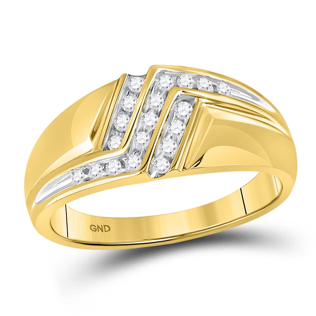 10k Yellow Gold Round Diamond Triple Row Polished Band Ring 1/4 Cttw