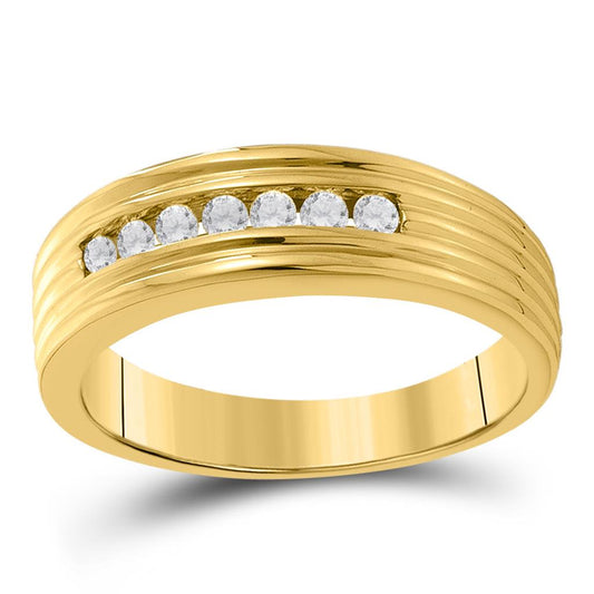 10k Yellow Gold Round Diamond Wedding Single Row Band Ring 1/4 Cttw