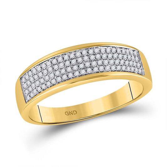 10k Yellow Gold Round Diamond Pave Band Ring 1/4 Cttw