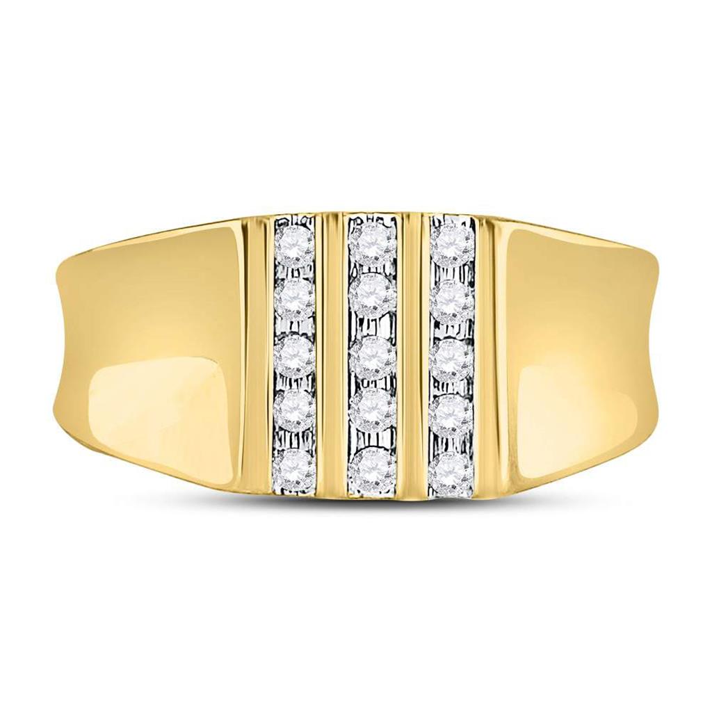 10kt Yellow Gold Round Channel-set Diamond Triple Row Wedding Band Ring 1/4 Cttw