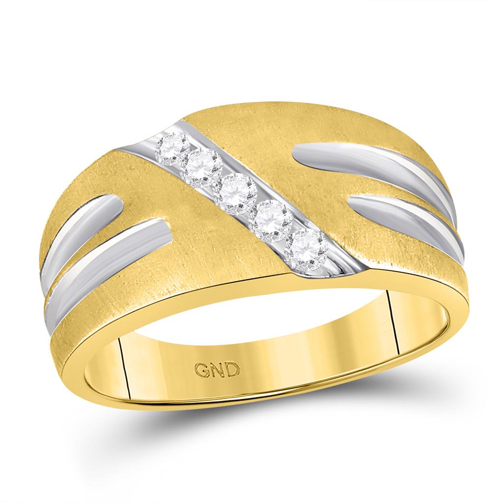 10k Two-tone Gold Round Diamond Band Ring 1/4 Cttw