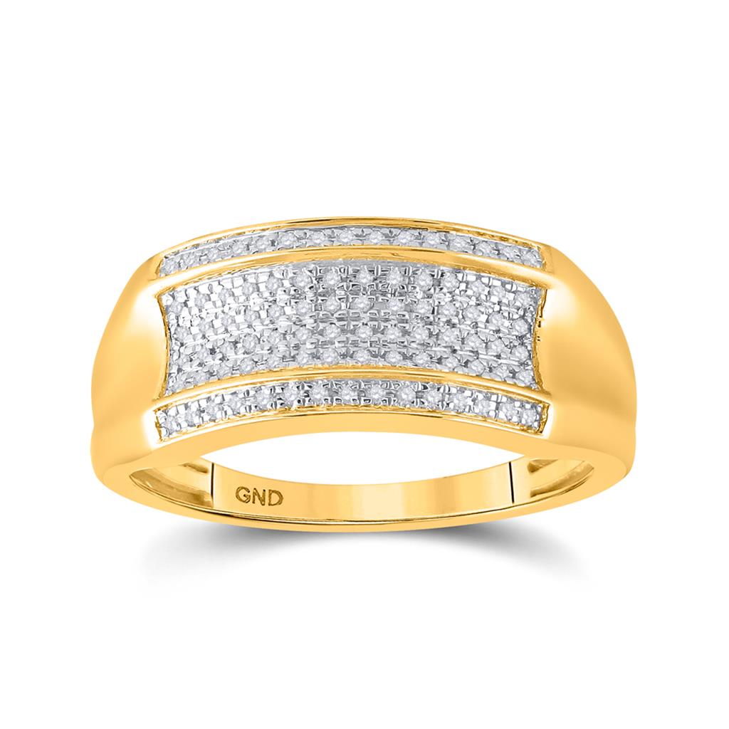 10k Yellow Gold Round Diamond Pave Band Ring 1/6 Cttw