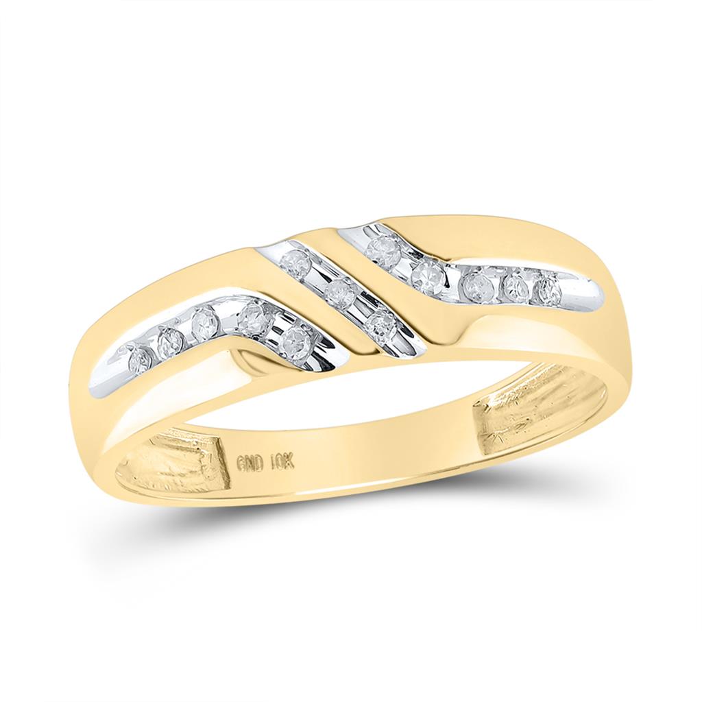 10k Yellow Gold Round Diamond Wedding Band Ring 1/8 Cttw