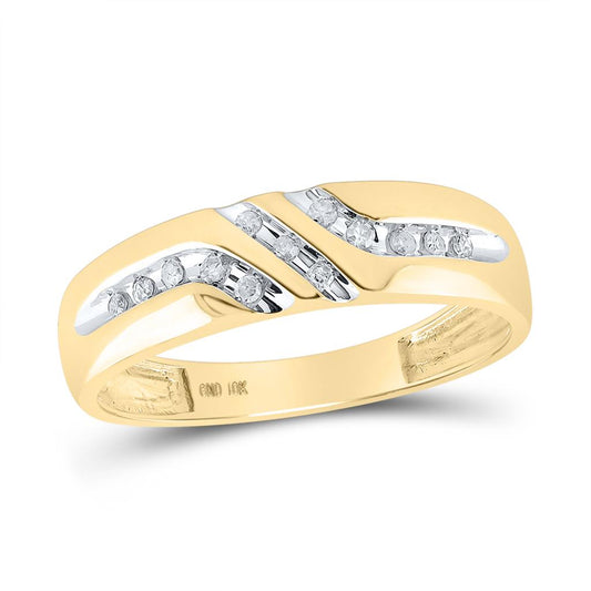 10k Yellow Gold Round Diamond Wedding Band Ring 1/8 Cttw