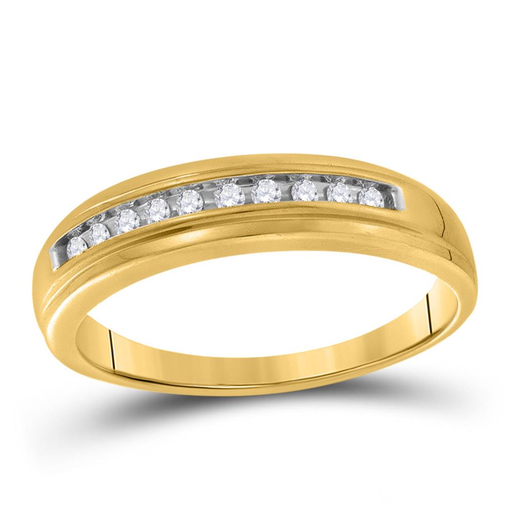 10kt Yellow Gold Round Diamond Single Row Channel-set Wedding Band 1/8 Cttw