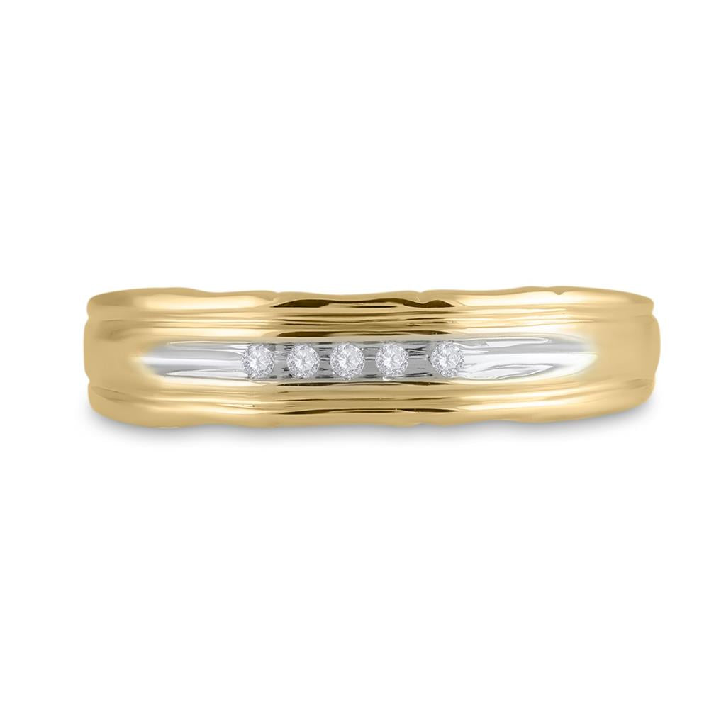 10k Yellow Gold Round Diamond Wedding Band Ring 1/20 Cttw