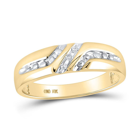 10k Yellow Gold Round Diamond Wedding Band Ring .03 Cttw