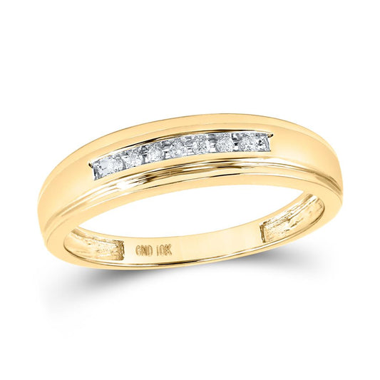 10k Yellow Gold Round Diamond Wedding Band Ring 1/12 Cttw