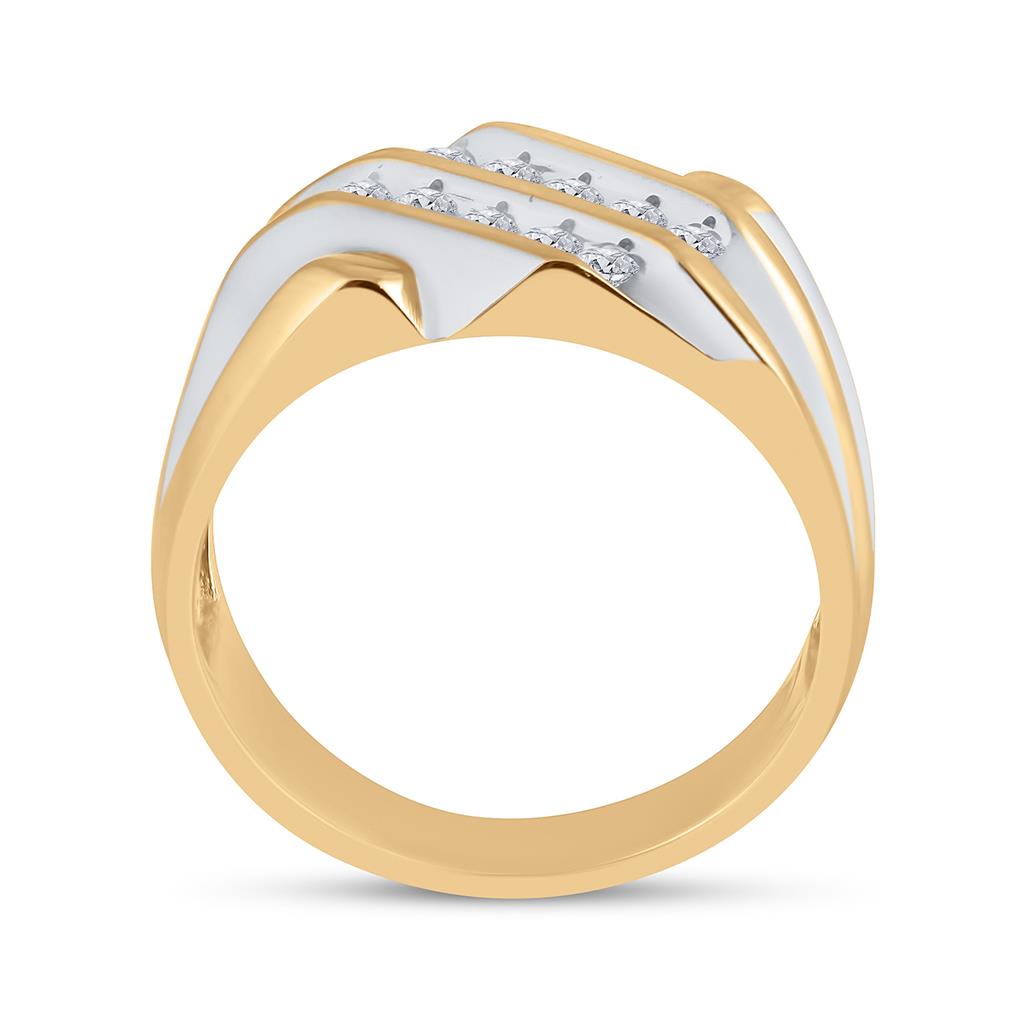 10k Yellow Gold Round Diamond Double Row Band Ring 1/2 Cttw