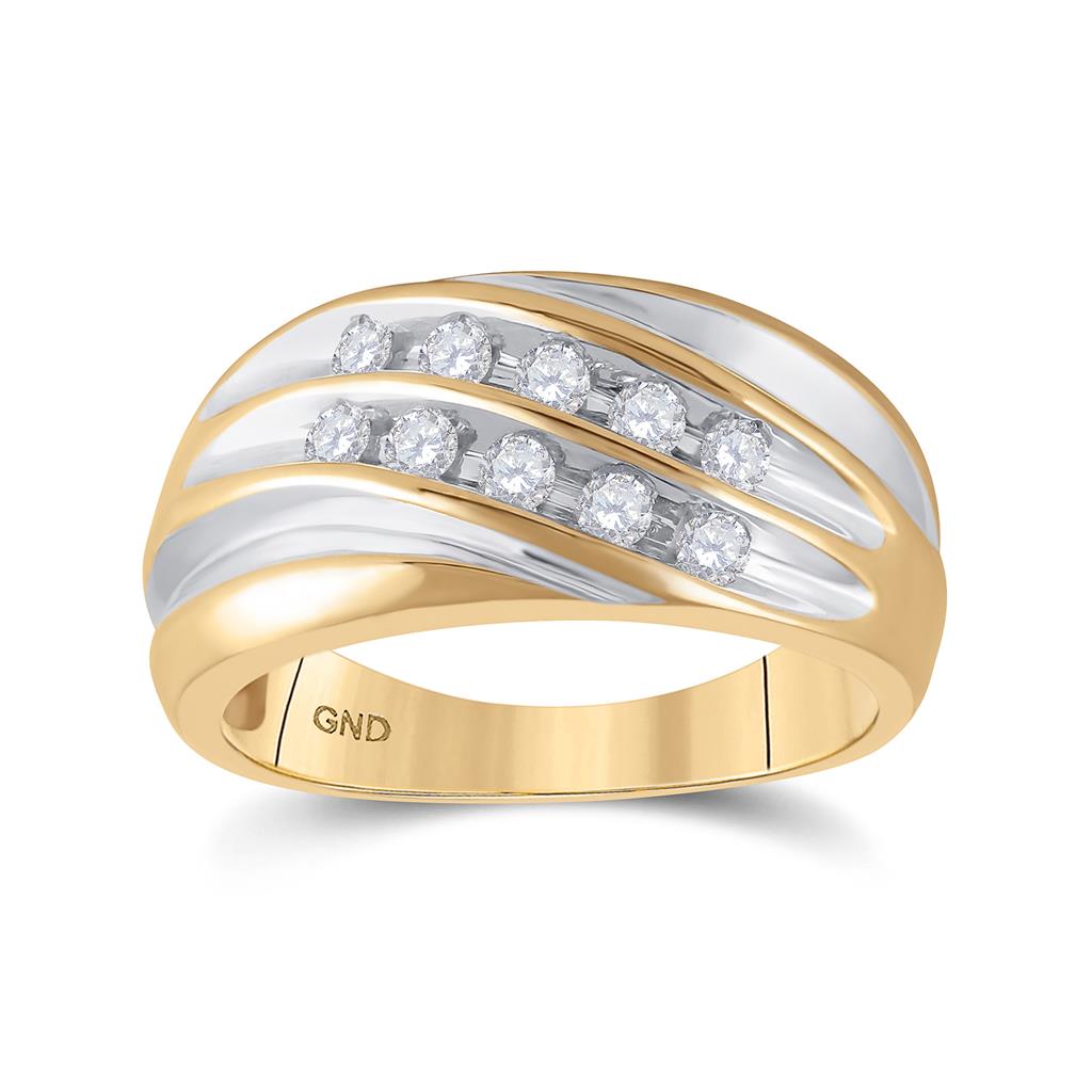 10k Yellow Gold Round Diamond Wedding Band Ring 1/2 Cttw