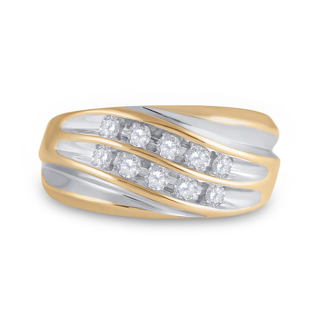 10k Yellow Gold Round Diamond Wedding Band Ring 1/2 Cttw