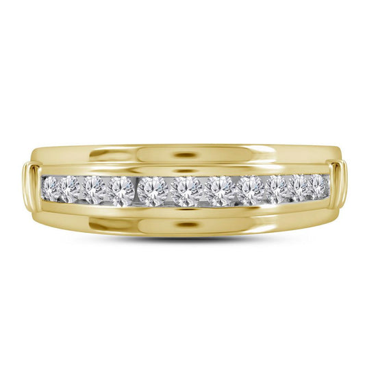 10k Yellow Gold Round Diamond Wedding Band Ring 1/2 Cttw