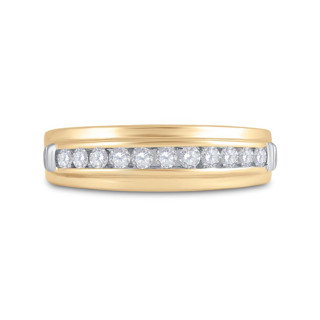 10k Yellow Gold Round Diamond Wedding Band Ring 1/2 Cttw