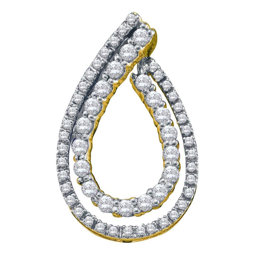 10k Yellow Gold Round Diamond Teardrop Pendant 1/2 Cttw