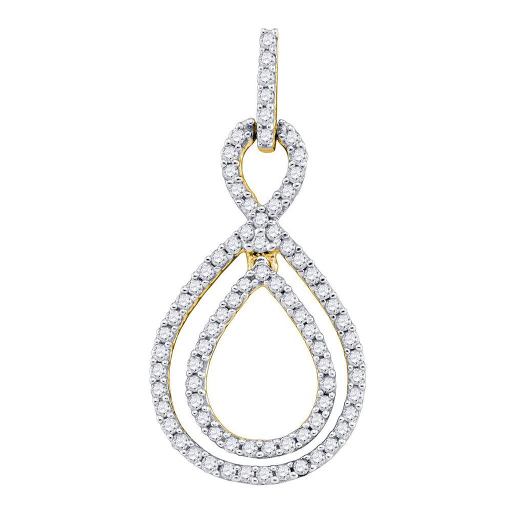 10k Yellow Gold Round Diamond Teardrop Pendant 5/8 Cttw