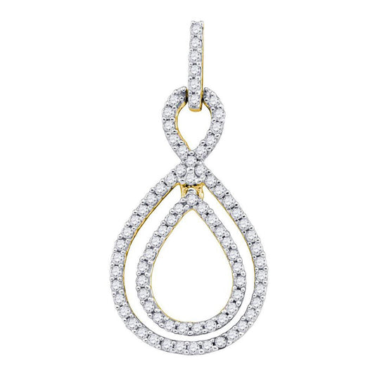 10k Yellow Gold Round Diamond Teardrop Pendant 5/8 Cttw