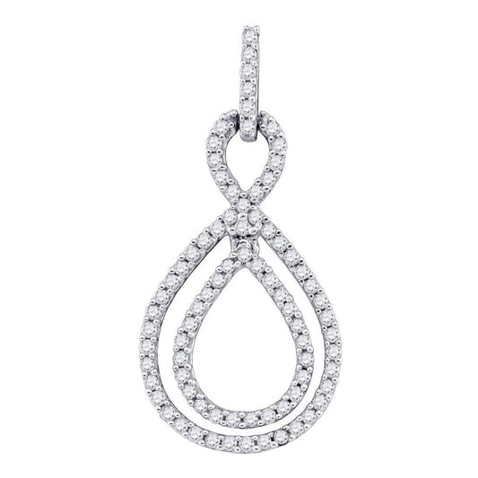 14k White Gold Round Diamond Teardrop Pendant 5/8 Cttw