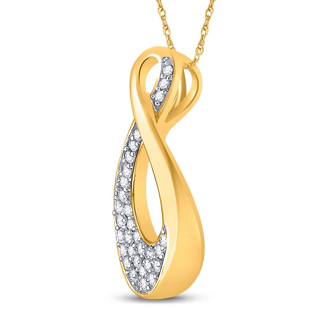 10k Yellow Gold Round Diamond Teardrop Cluster Pendant 1/8 Cttw