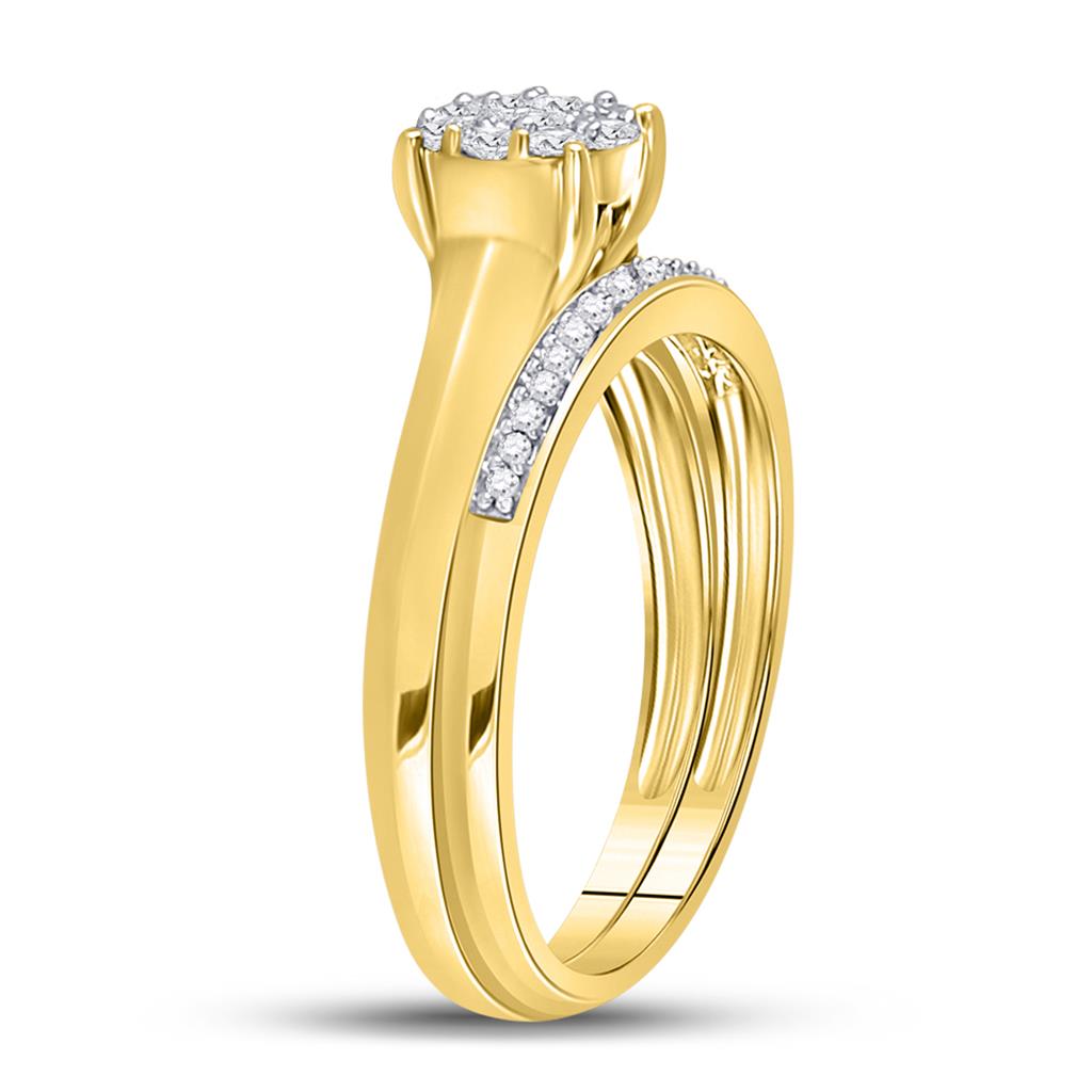 10k Yellow Gold Round Diamond Bridal Wedding Ring Set 1/3 Cttw