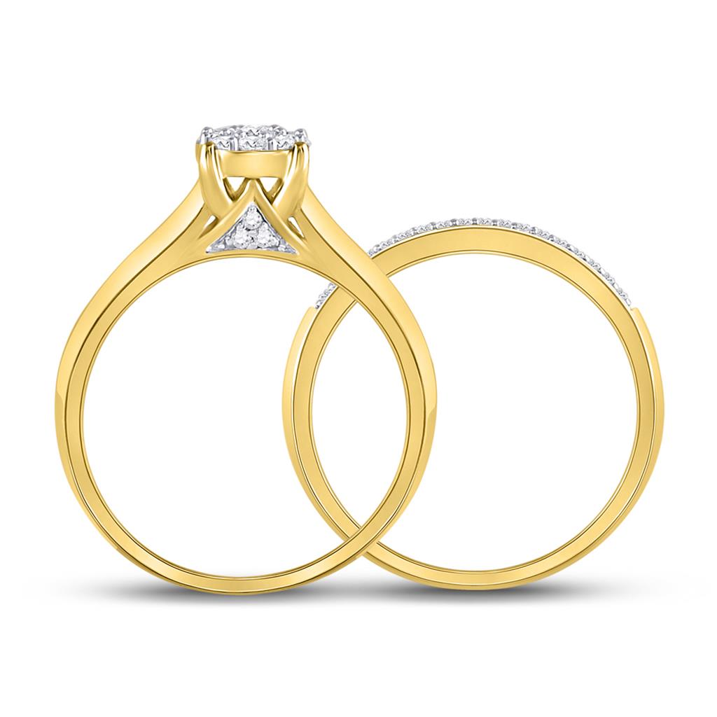 10k Yellow Gold Round Diamond Bridal Wedding Ring Set 1/3 Cttw