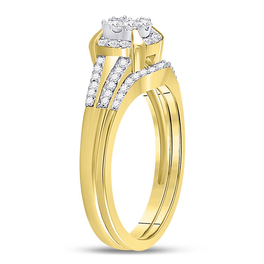 10k Yellow Gold Round Diamond Bridal Wedding Ring Set 3/8 Cttw