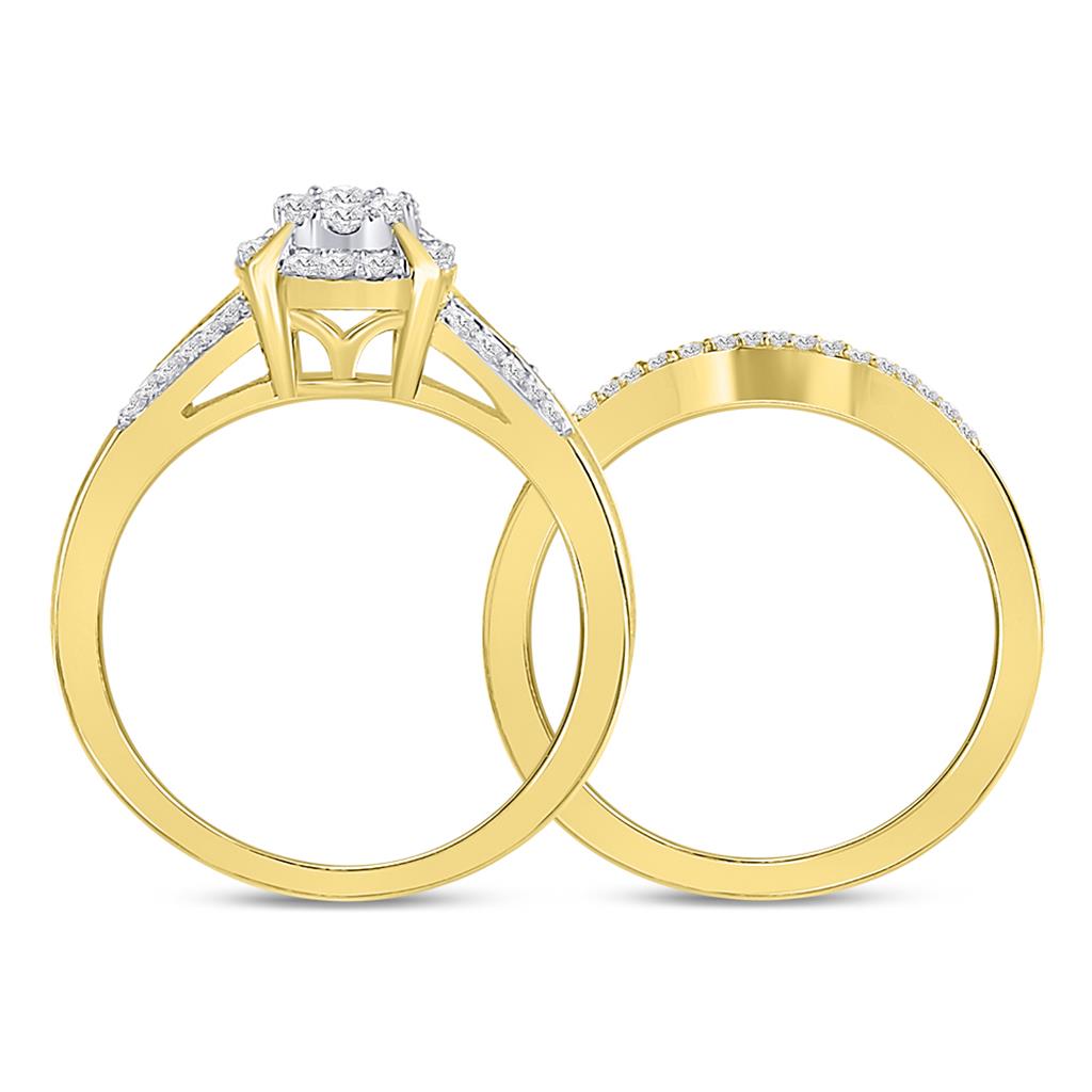 10k Yellow Gold Round Diamond Bridal Wedding Ring Set 3/8 Cttw