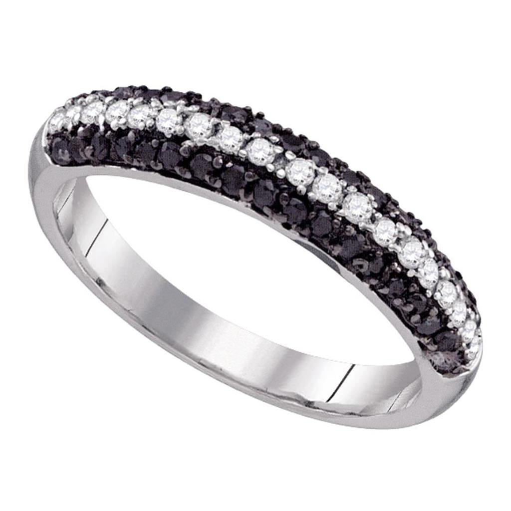 14k White Gold Black Diamond Band Ring 1/2 Cttw