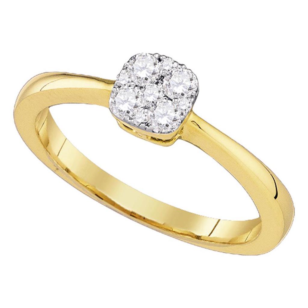 10k Yellow Gold Round Diamond Square Cluster Bridal Engagement Ring .30 Cttw