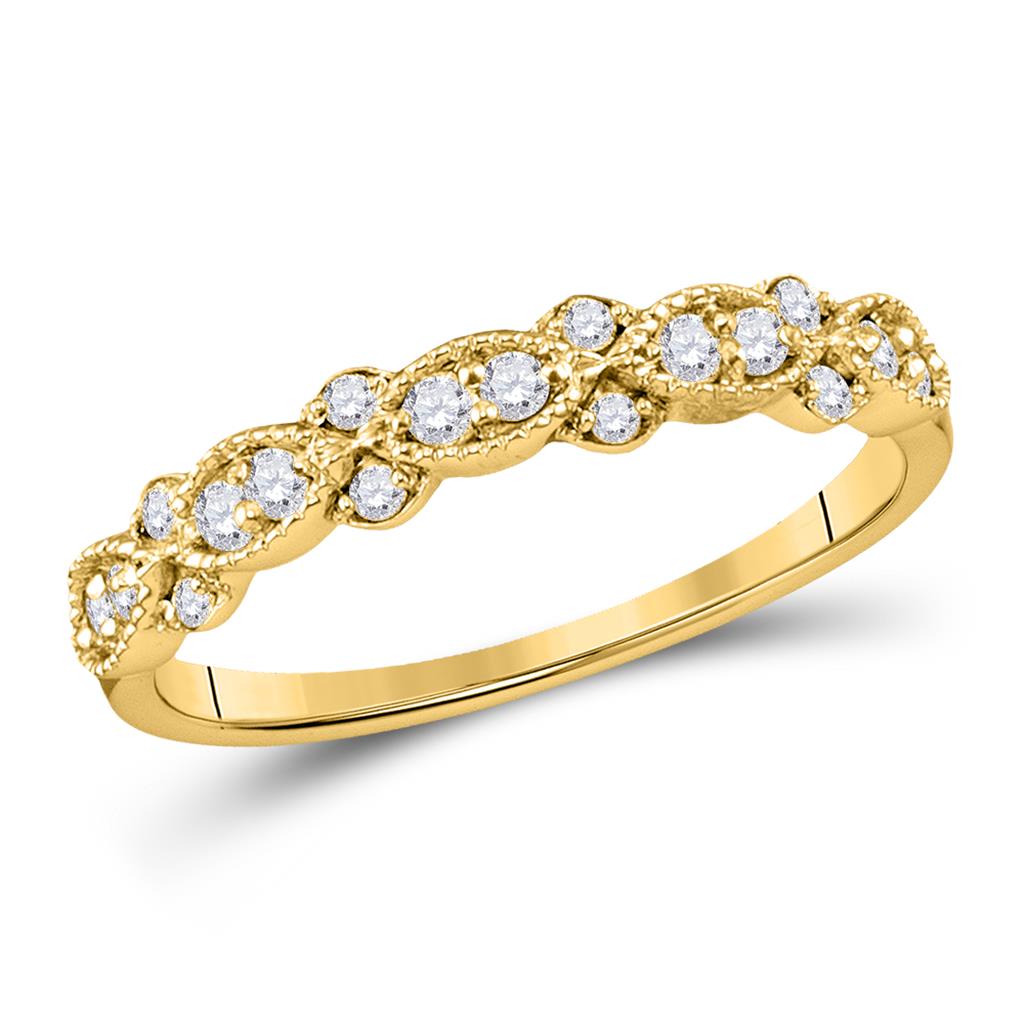 10k Yellow Gold Round Diamond Stackable Band Ring 1/4 Cttw