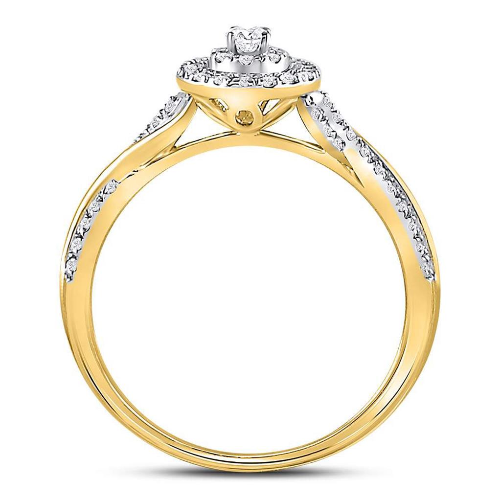 14k Yellow Gold Round Diamond Teardrop Cluster Bridal Engagement Ring 1/4 Cttw