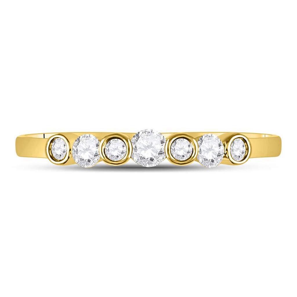 10k Yellow Gold Round Diamond Bezel Stackable Band Ring 1/4 Cttw