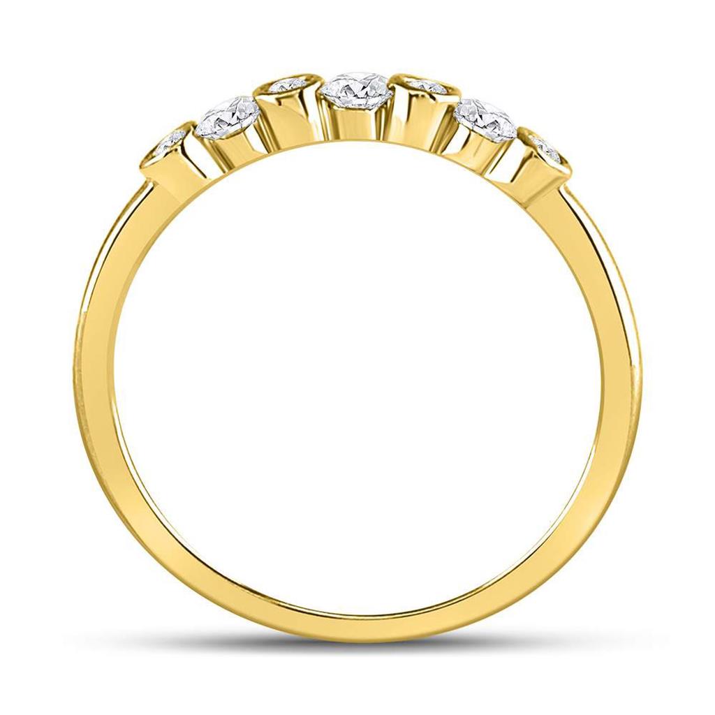 10k Yellow Gold Round Diamond Bezel Stackable Band Ring 1/4 Cttw