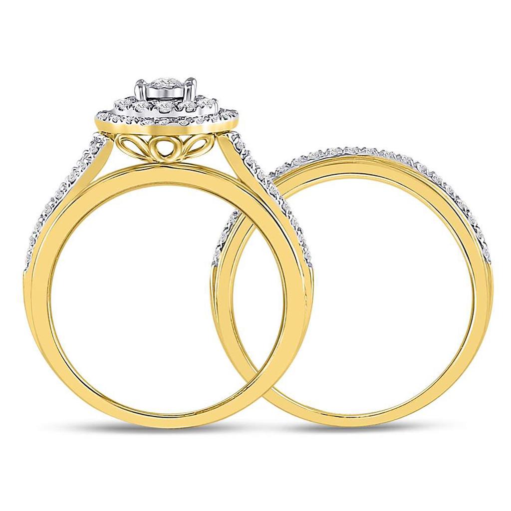 14k Yellow Gold Round Diamond Bridal Wedding Ring Set 1/2 Cttw