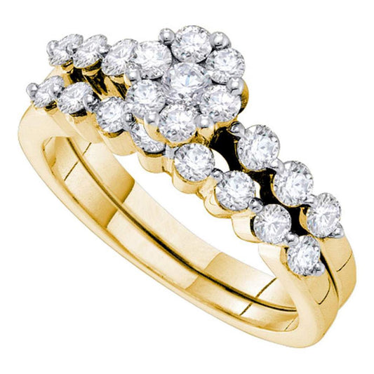 14k Yellow Gold Round Diamond Bridal Wedding Ring Set 1/2 Cttw