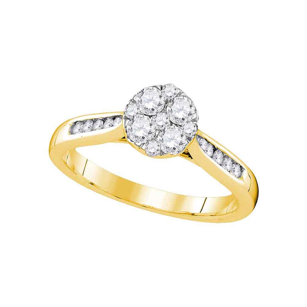 14k Yellow Gold Diamond Bridal Engagement Ring 1/2 Cttw