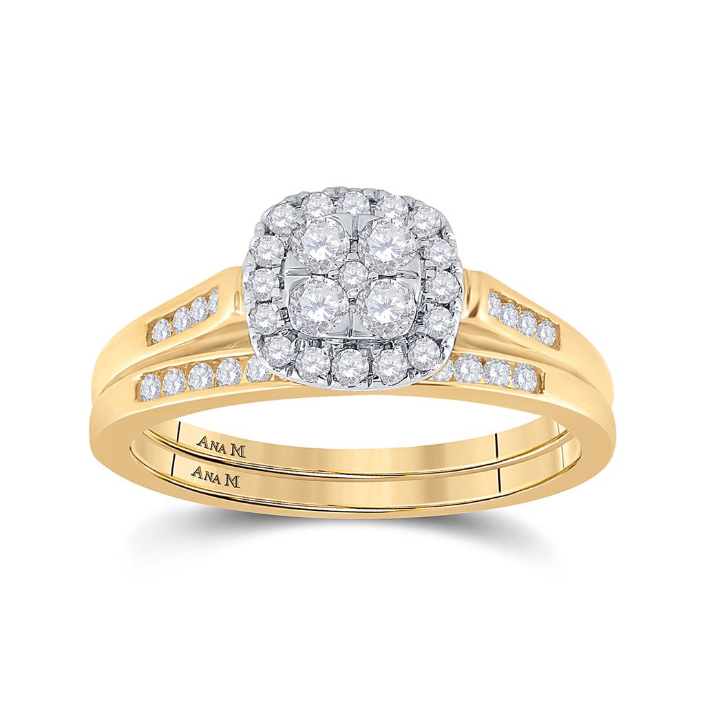 14k Yellow Gold Diamond Bridal Wedding Ring Set 1/2 Cttw