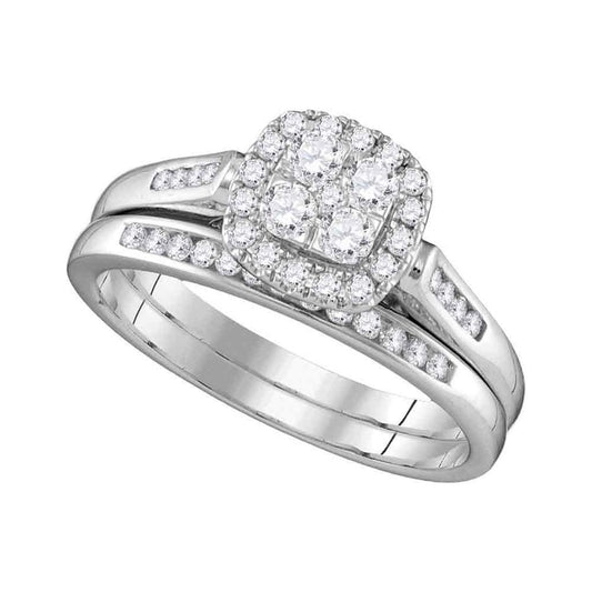 14k White Gold Diamond Bridal Wedding Ring Set 1/2 Cttw