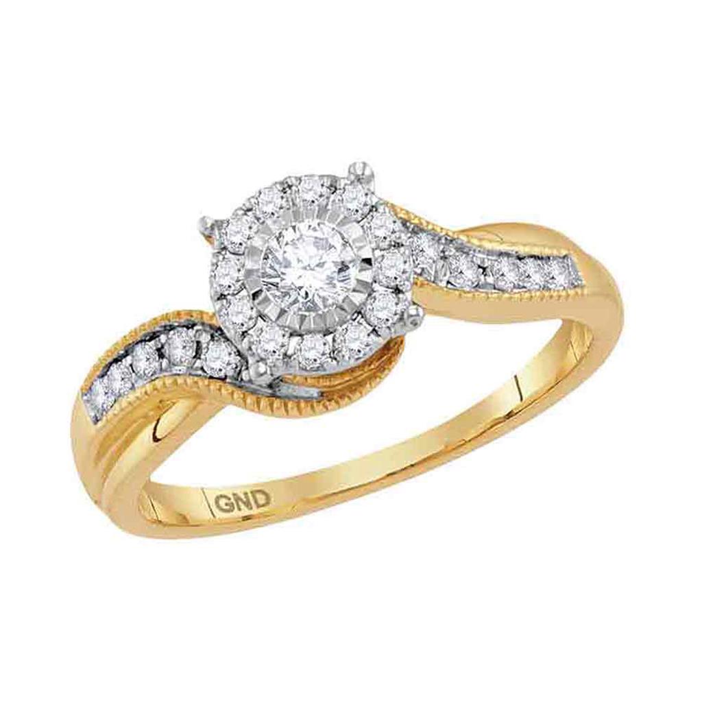 14k Yellow Gold Diamond Bridal Engagement Ring 1/3 Cttw