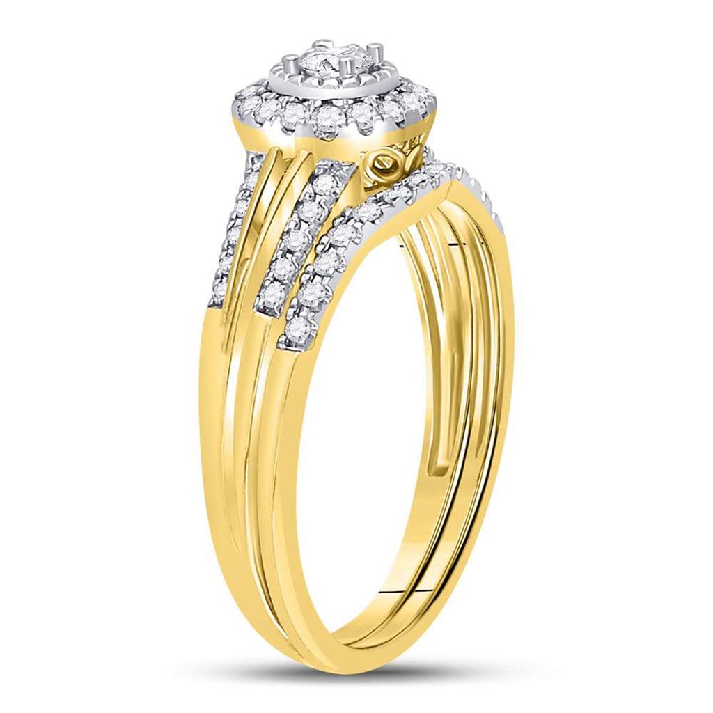 10k Yellow Gold Round Diamond Bridal Wedding Ring Set 1/3 Cttw