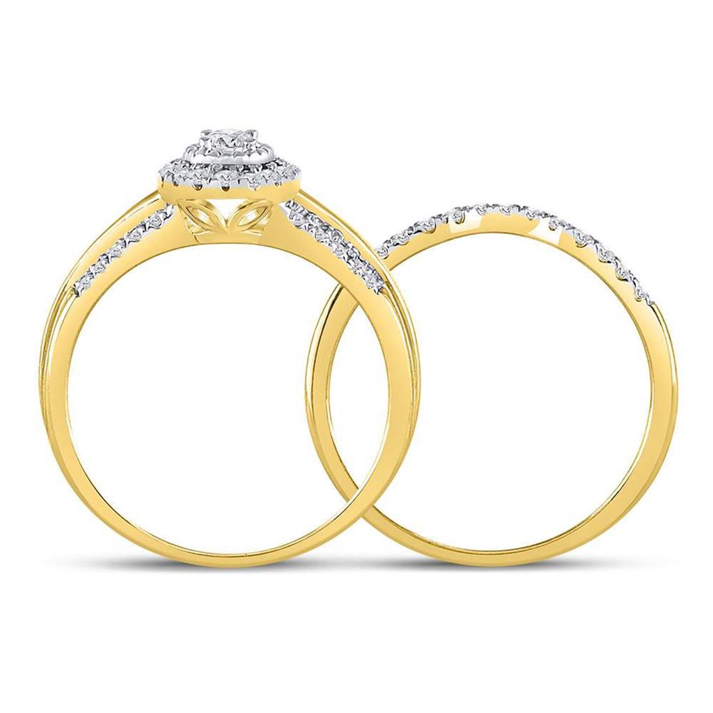 10k Yellow Gold Round Diamond Bridal Wedding Ring Set 1/3 Cttw