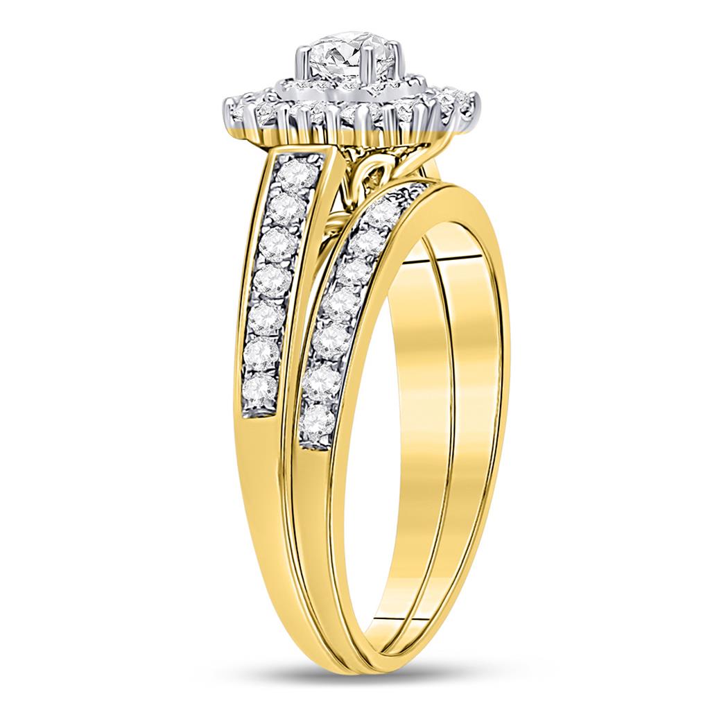 14k Yellow Gold Round Diamond Bridal Wedding Ring Set 1 Cttw (Certified)