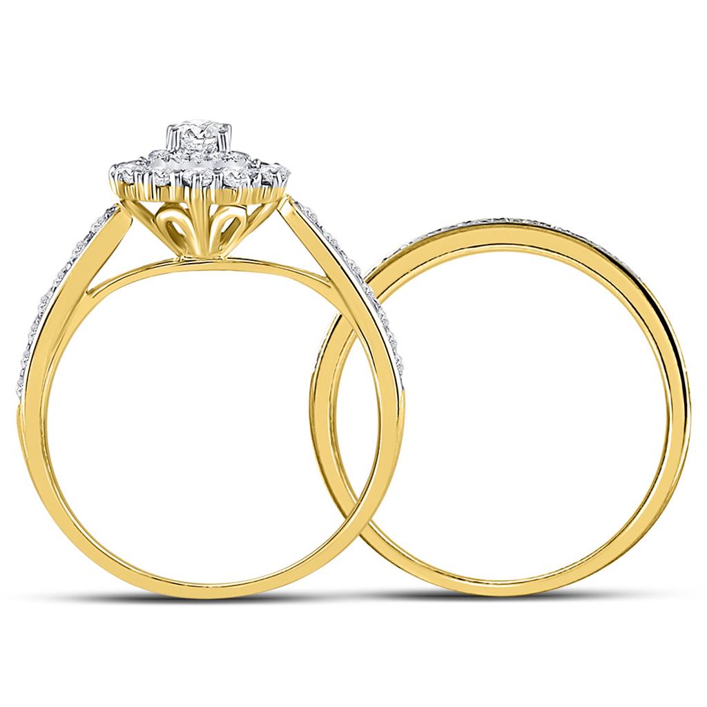 14k Yellow Gold Round Diamond Bridal Wedding Ring Set 1 Cttw (Certified)