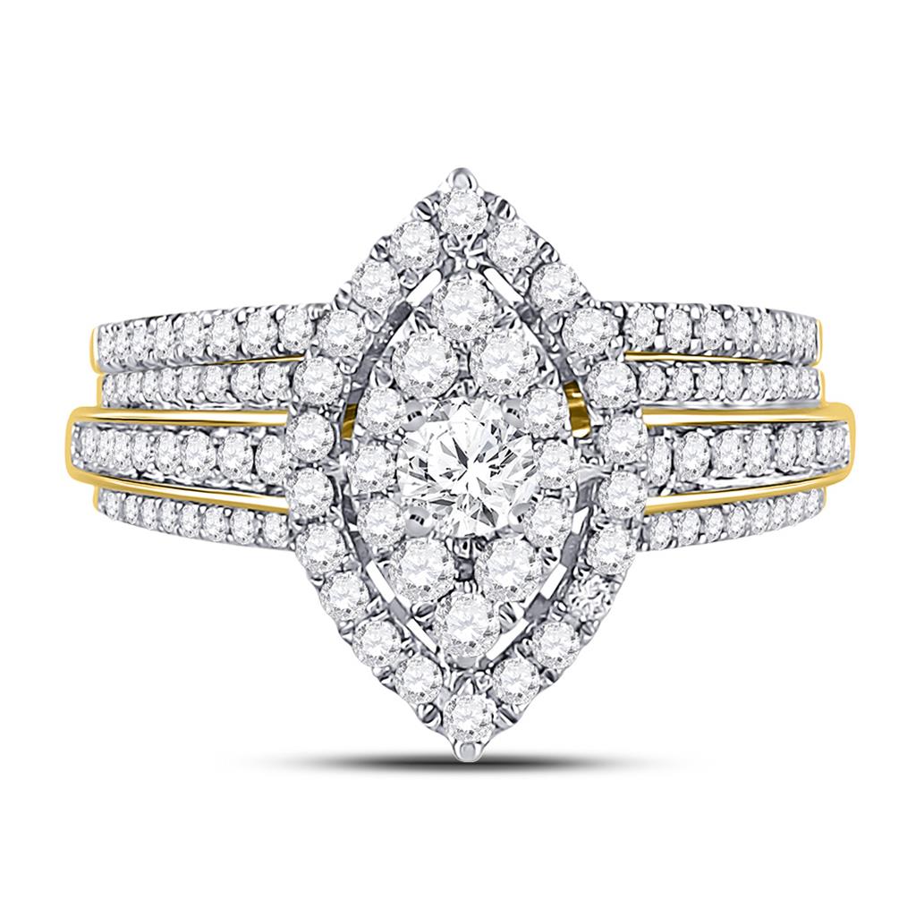 14k Yellow Gold Round Diamond Bridal Wedding Ring Set 1 Cttw (Certified)