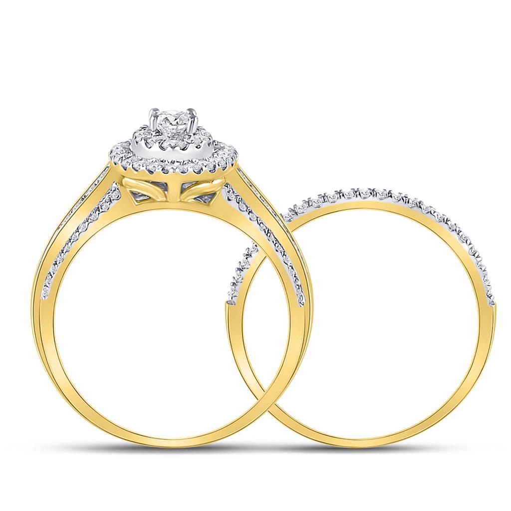 14k Yellow Gold Round Diamond Bridal Wedding Ring Set 1 Cttw (Certified)