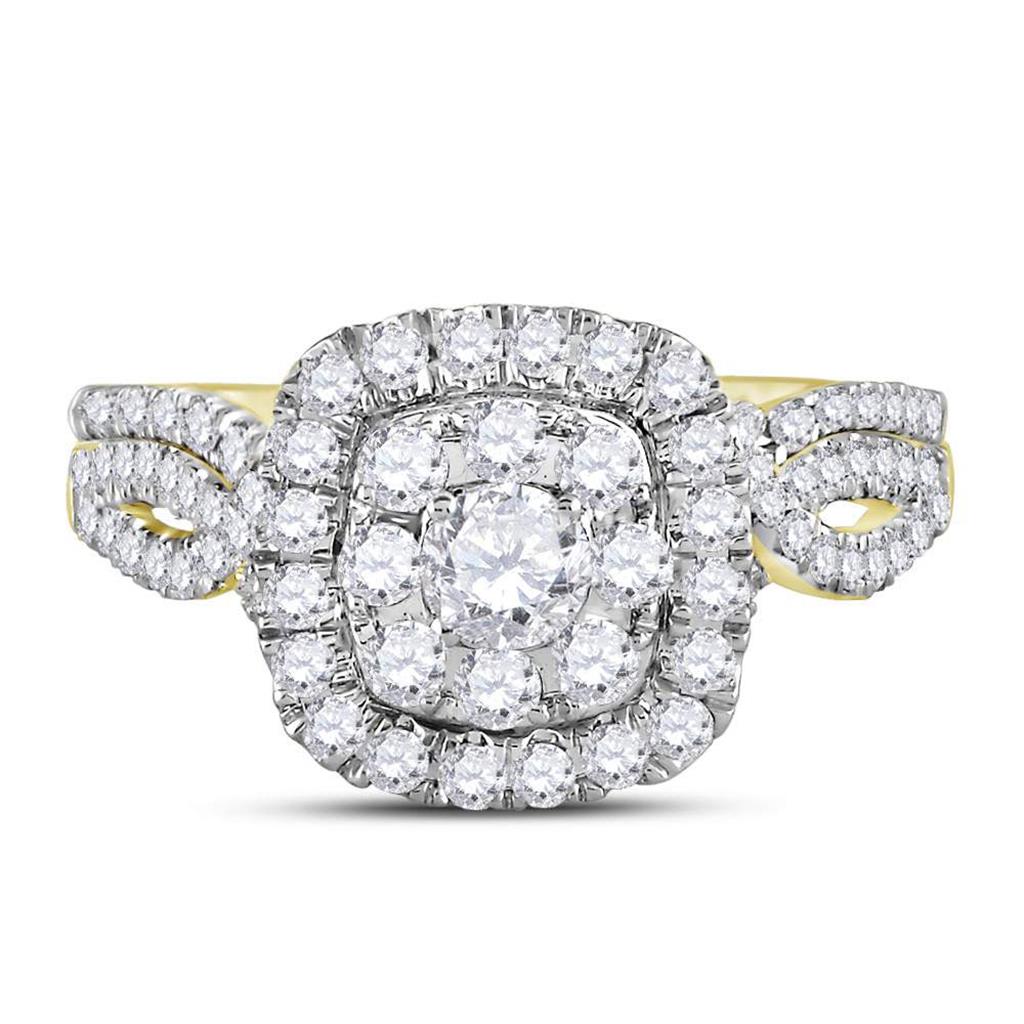 14k Yellow Gold Round Diamond Bridal Wedding Ring Set 1 Cttw