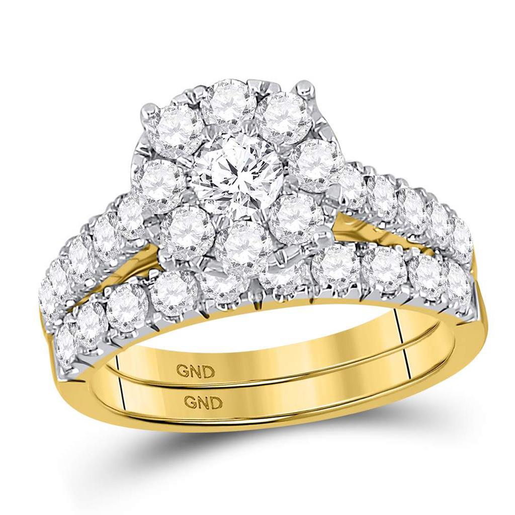 14k Yellow Gold Round Diamond Bridal Wedding Ring Set 2 Cttw (Certified)