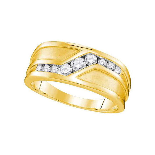 10k Yellow Gold Round Diamond Wedding Band Ring 1/2 Cttw