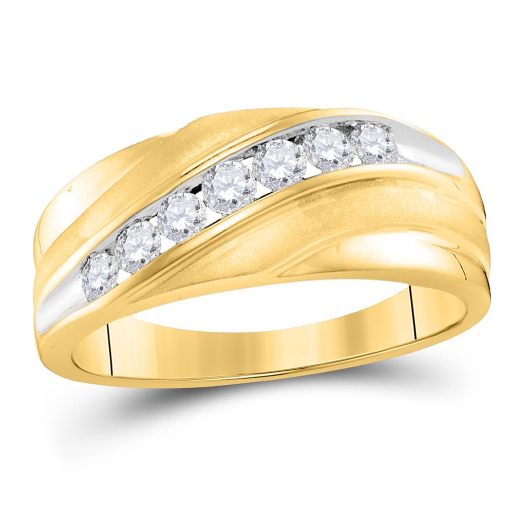 10k Yellow Gold Round Diamond Diagonal Wedding Band Ring 1/2 Cttw