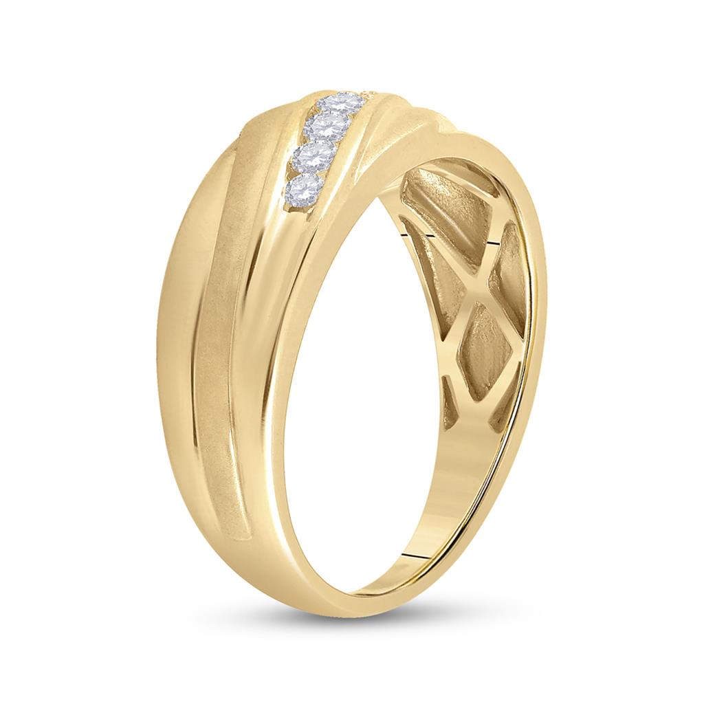 10k Yellow Gold Round Diamond Diagonal Wedding Band Ring 1/2 Cttw